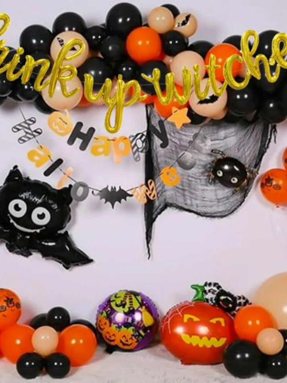 Drink Up Witches Gold Script/Cursive Letter Balloons, 18 Inch